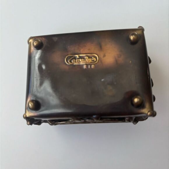 Rare Carvalhu’s Copa Collection Rio Brazil Brutalist Metal Amethyst Trinket Box - Picture 9 of 11